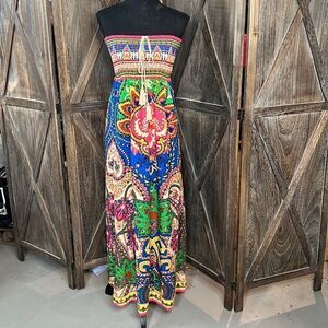 Colorful Strapless Bohemian Maxi Dress